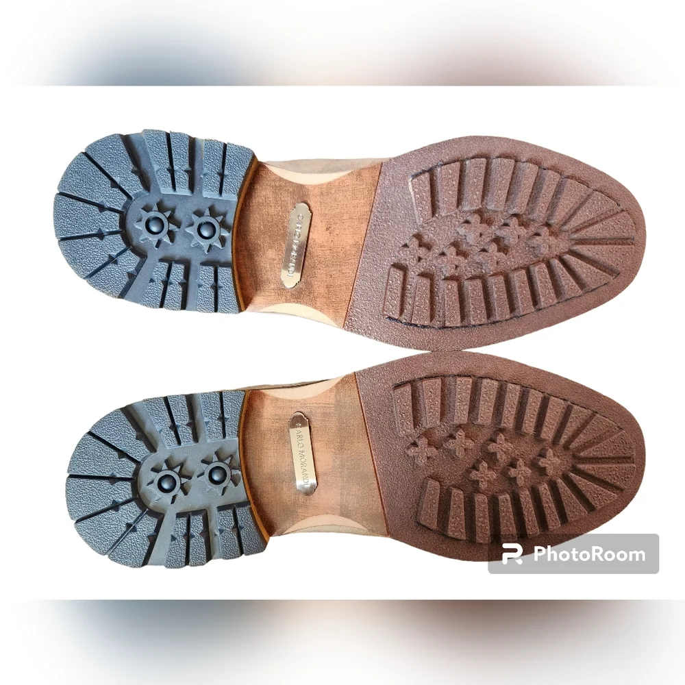 CARLO MORANDI Memory foam Derby shoes canvas & suade tan, size 11 shoes.